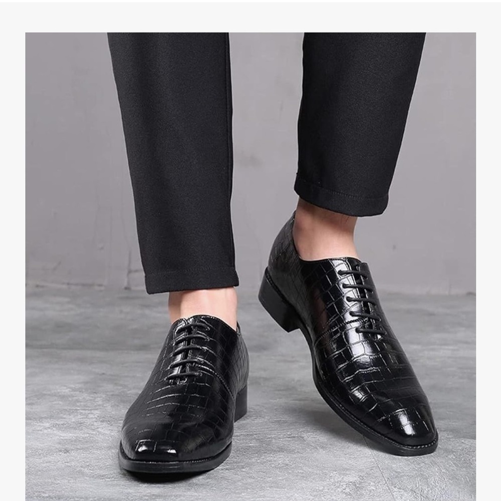 Men's Retro Oxford Dress Shoes Textured Leather Non Slip Business Casual 11 - Picture 2 of 4